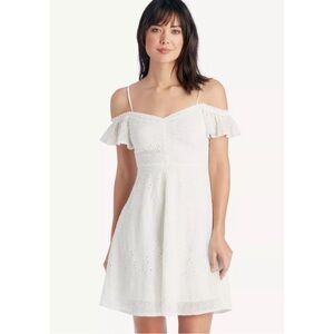 ASTR | NWT Mackenzie Off-Shoulder Eyelet Dress in Off-White, Size Large
